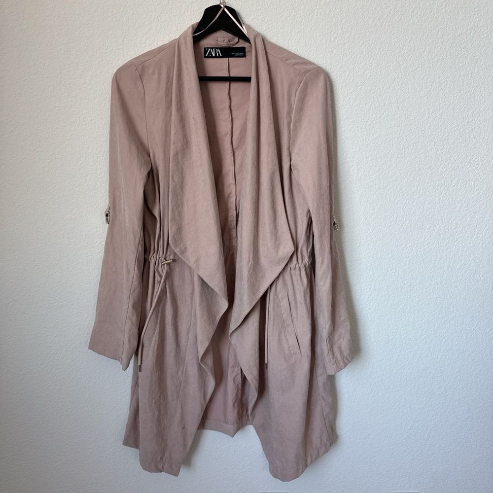 Zara Open Front Waterfall w/ Drawstring WomennLightweight Mid Length Cardigan, S